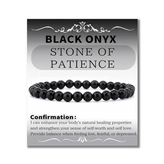 Bymitel 6mm Black Onyx - Handmade Reiki Gemstone Stretch Bracelet, Natural Beauty & Spiritual Essence, Crystal Healing for Unisex Adults
