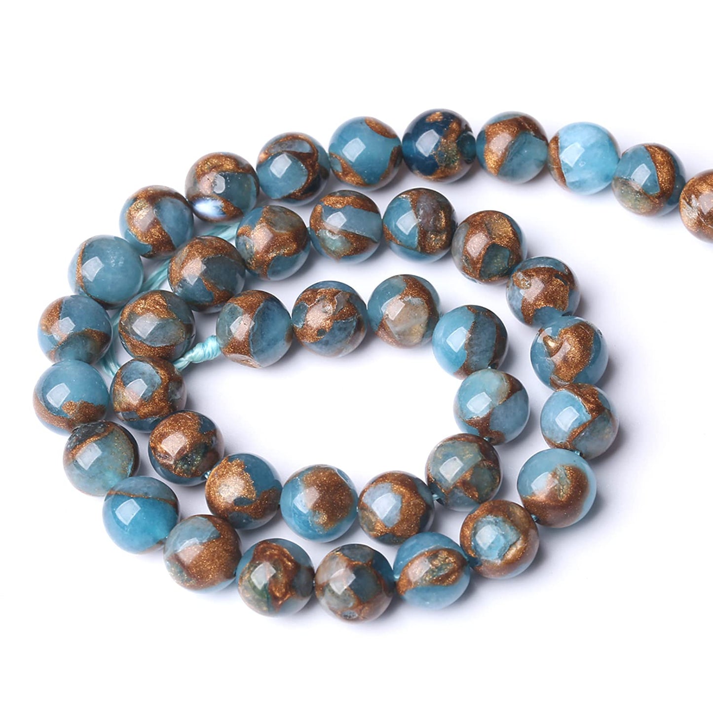 12MM 30PCS Lake Blue Cloisonne Craft Spacer Loose Beads for Jewelry Making DIY Bracelet