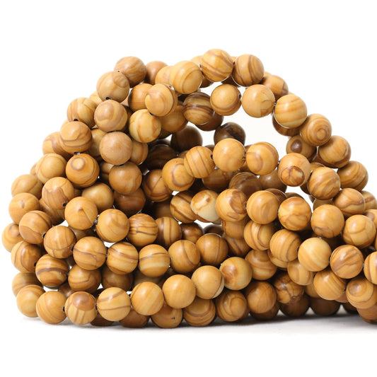 CHEAVIAN 45PCS 8mm Natural Woodgrain Jasper Round Loose Beads for Jewelry Making DIY Bracelet Necklace Materials 1 Strand 15"