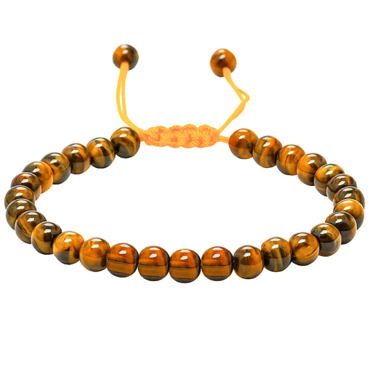 Amazing Gemstone Tiger Eye Bracelet for Women Men's Gifts - Protection Healing Crystal Bracelet - 6mm Gemstone Beaded Adjustable Bracelet