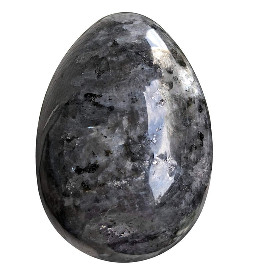 favoramulet Polished Stone Egg for Easter Day, Palm/Pocket/Worry Enegry Healing Crystal Display Sphere Figurine Fengshui, Black Labradorite 1.8" x 1.3"