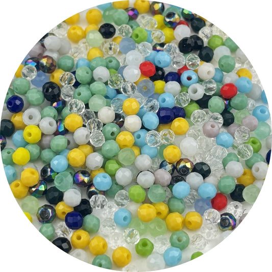 Pinhoollgo 500pcs 3mm Crystal Glass Beads Faceted Rondelle Glass Spacer Beads for Bracelets Necklace Pendants Earrings Key Chains Jewelry Making(Random Colors)