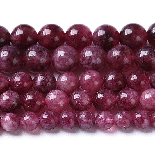 90PCS 8MM Natural Stone Kunzite Purple Jade Beads Round Loose Beads for Jewelry Making Bracelet 2 Strands 32"