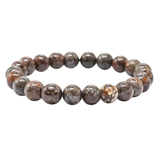 Amazing Gemstone Crystal Bracelet for Women Men's Gifts - Protection Healing Crystal Bracelet - 8mm Gemstone Beaded Stretchable Bracelet Pulseras Para Hombres Mujer Stocking Stuffers Mothers Day Gift (Brown Snowflake Obsidian)