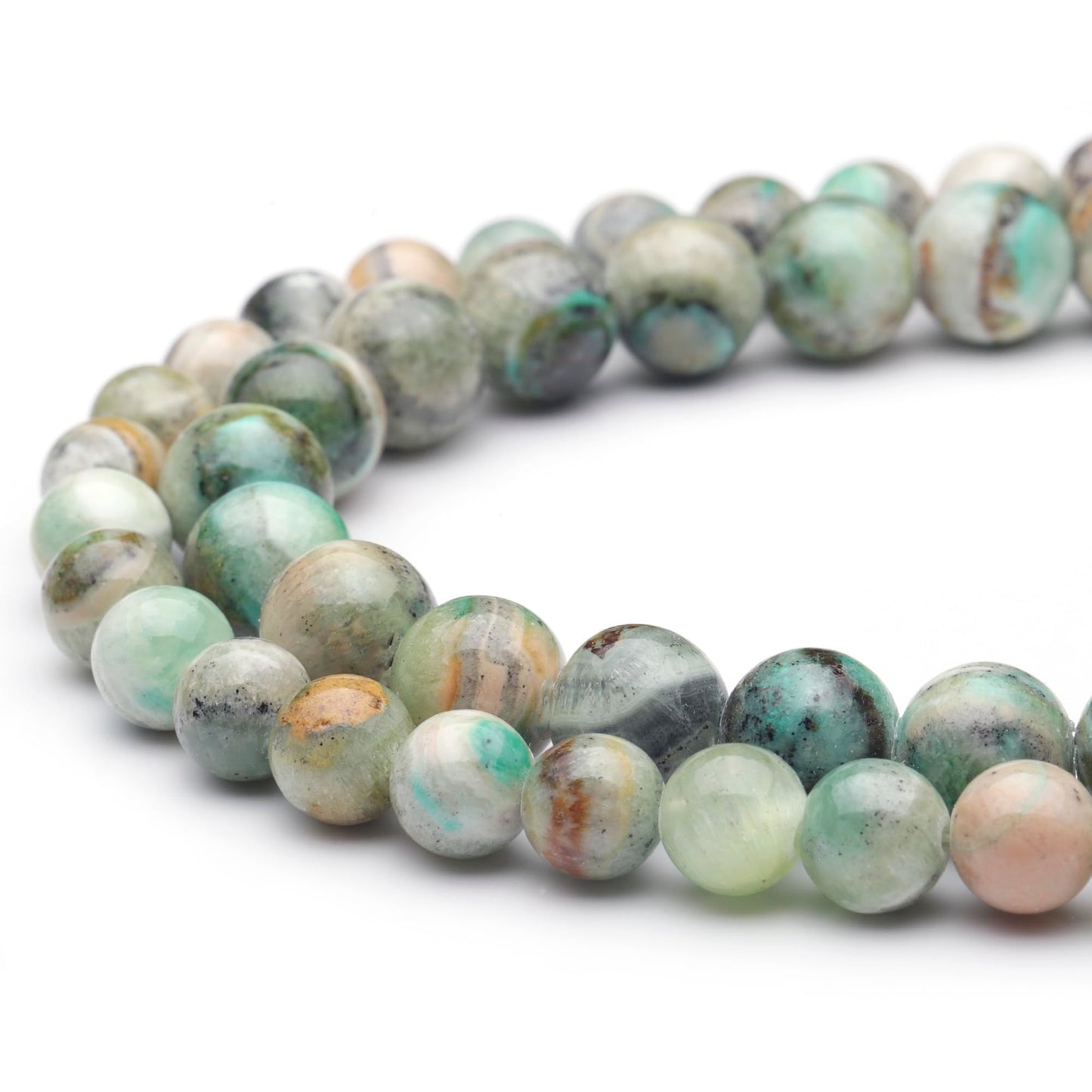 Youngbling Natural Gemstone Beads for Jewelry Making,6mm Green Stripe Stone Polished Round Smooth Stone Beads for Bracelet Necklace 15 Inch(Green Stripe Stone,6mm)
