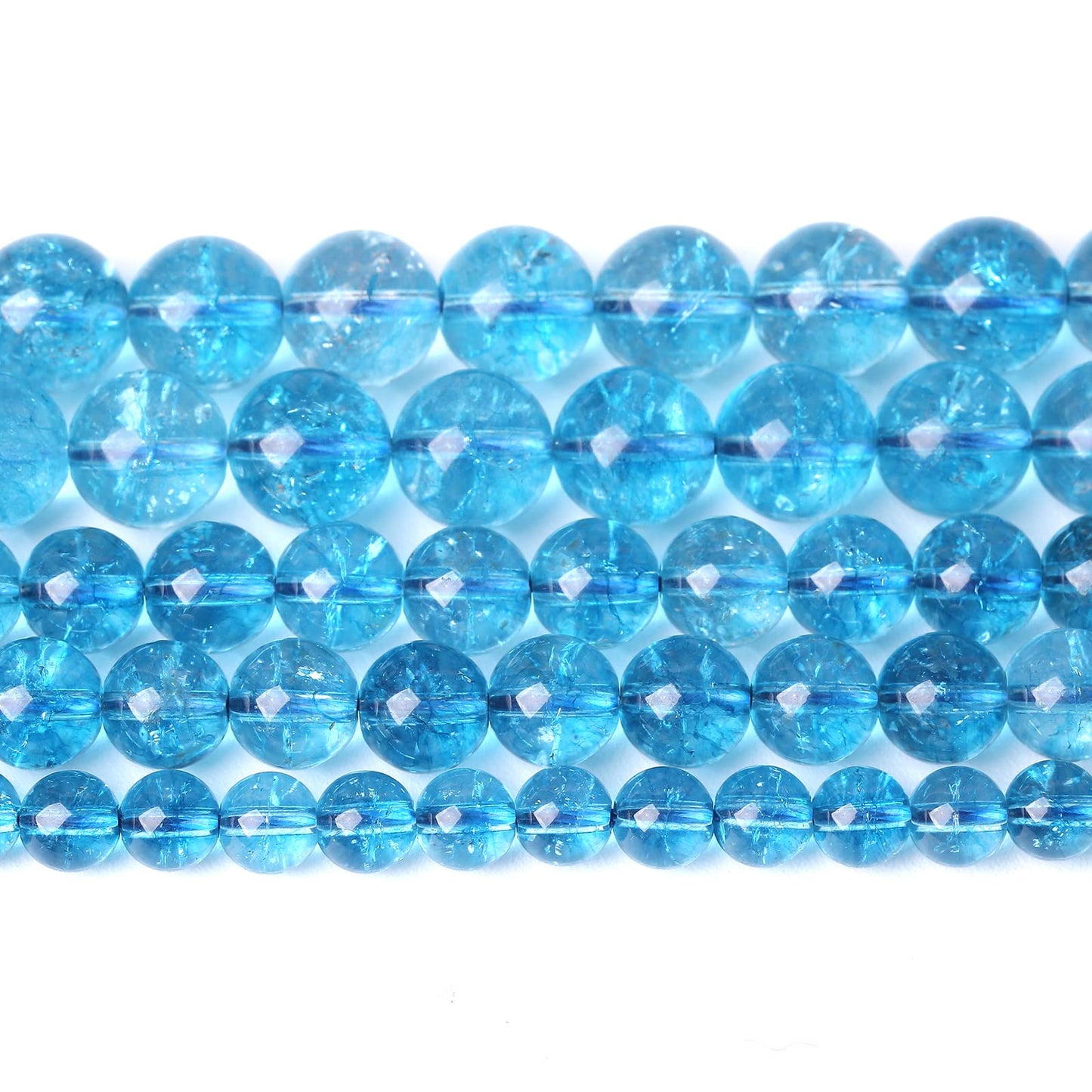 6mm 60PCS Blue Crystal Crackle Quartz Stone Spacer Round Loose Beads for Jewelry Making DIY Bracelet 15 inches Strand