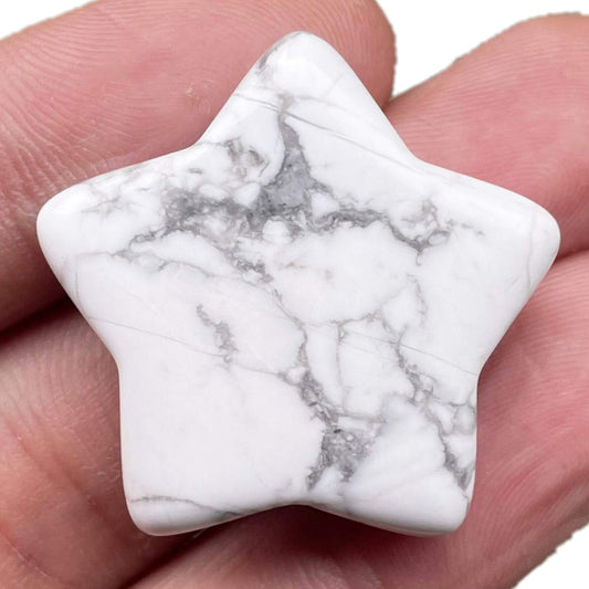 Fekuar White Howlite Turquoise Crystal Star Chakra Stones for Reiki Healing Yoga Balance Meditation Polished Mini Pocket Palm Stone 1 Inch (30mm)