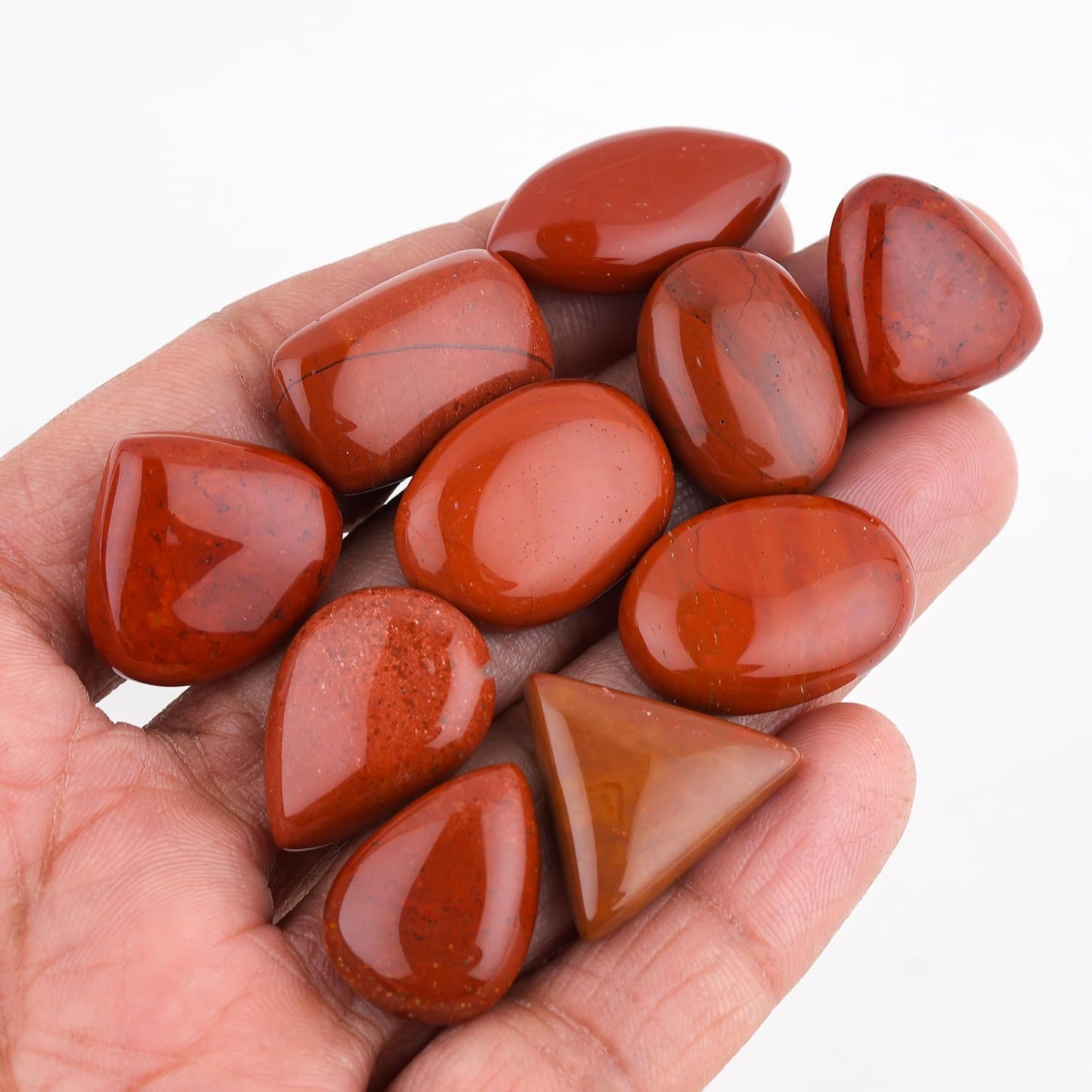 GemSymphony Natural Red Jasper Gemstone Cabochon Pack of 3 Mixed Shapes – Polished Crystal Stones for Jewelry Making Supply, Healing, Reiki & DIY Crafts, Natural Gem Cab Set for Wire Wrapping