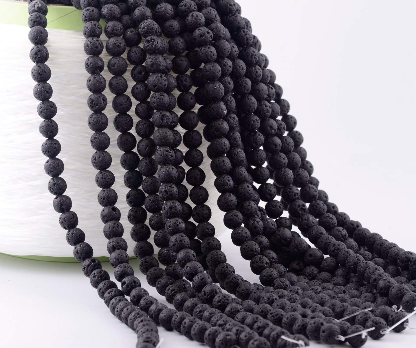 Natural Stone Beads 100pcs 6mm Black Lava Round Genuine Stone Beading Loose Gemstone Hole 1mm DIY Beads for Essential Oil Yoga Bracelet Necklace Earrings Jewelry Making (Black Lava Stone Beads,6mm)