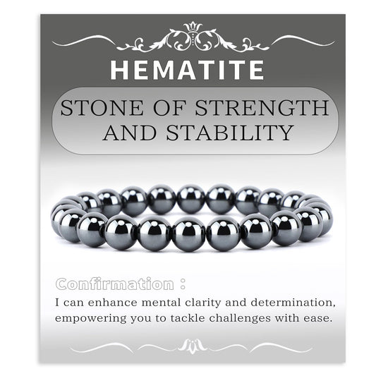 Bymitel 8mm Hematite - Handmade Reiki Gemstone Stretch Bracelet, Natural Beauty & Spiritual Essence, Crystal Healing for Unisex Adults