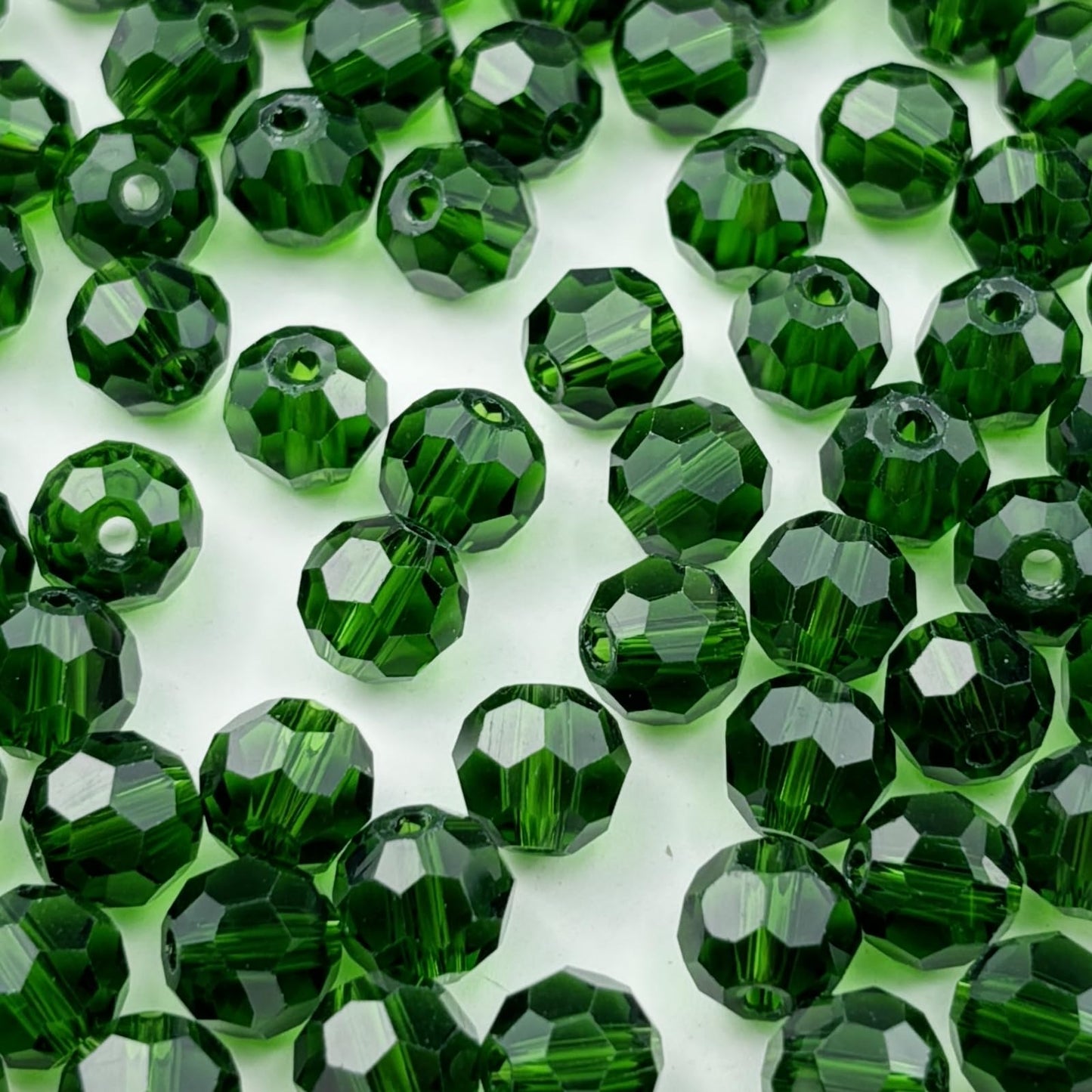 YUEXIGO 400pcs 3mm Round Crystal Glass Beads for Jewelry Making, Faceted Crystal Glass Spacer Beads for Bracelet Earring Necklace DIY Craft(Dark Grass Green)