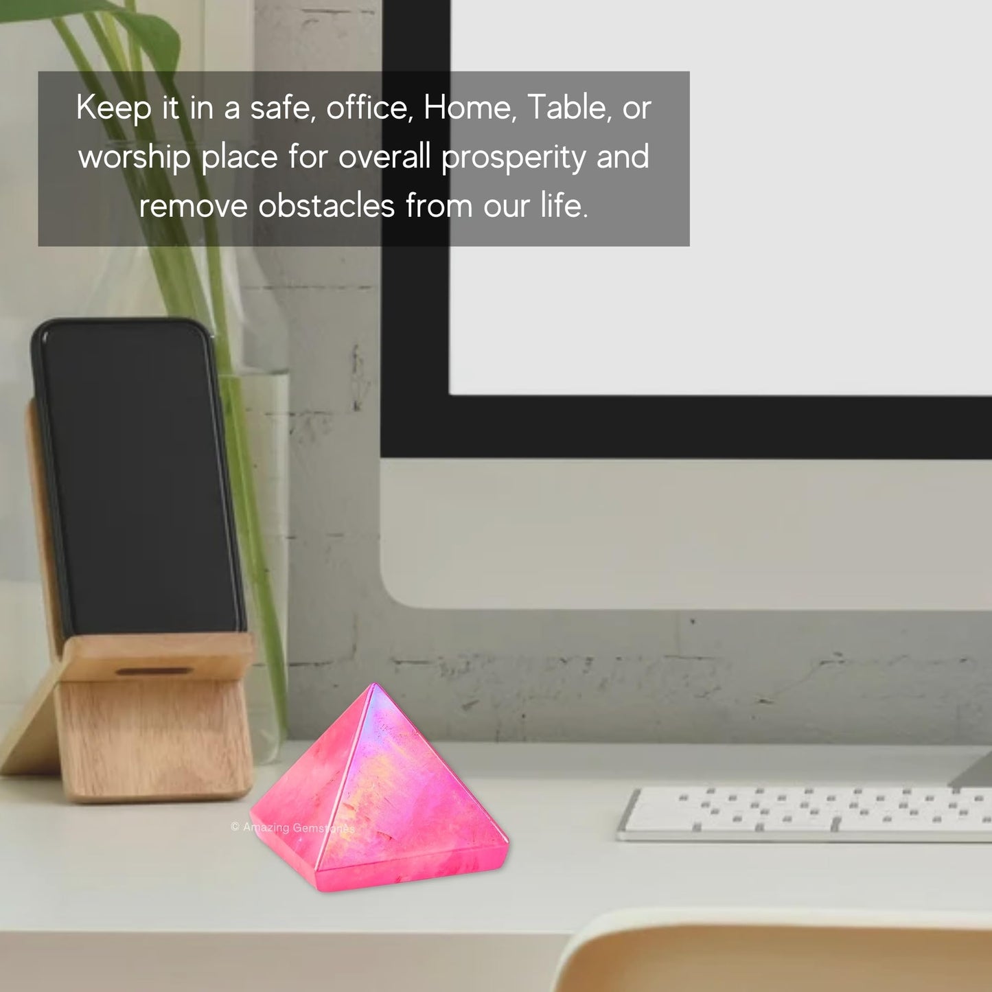 Amazing Gemstone Angel Aura Rose Quartz Pyramid Crystal Healing Stones - 1" Great Pyramid Figurine of Natural Stone Pyramid for Meditation, Reiki, Chakra Balancing and Crystal Pyramids Grid