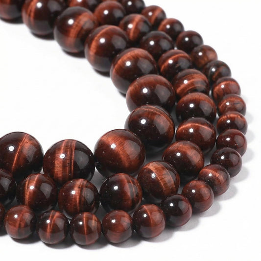 Yochus 60pcs Red Tiger Eye Beads，6mm Healing Power Natural Stone Round Loose Beads for Jewelry Making Earring Necklace DIY Crafts