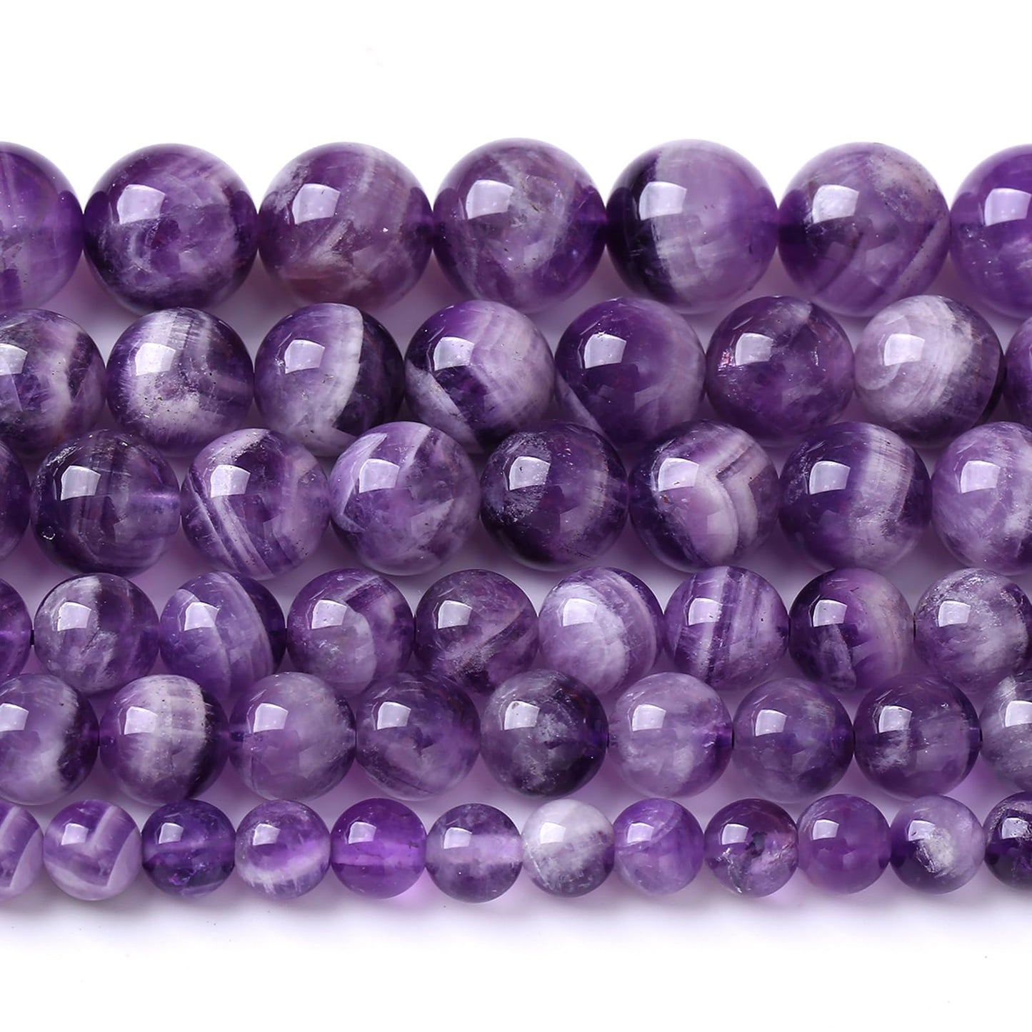 120PCS 6MM Purple Amethyst Dream Lace Beads Natural Quartz Crystal Stone Loose Beads for Jewelry Making DIY Bracelet Grade A+