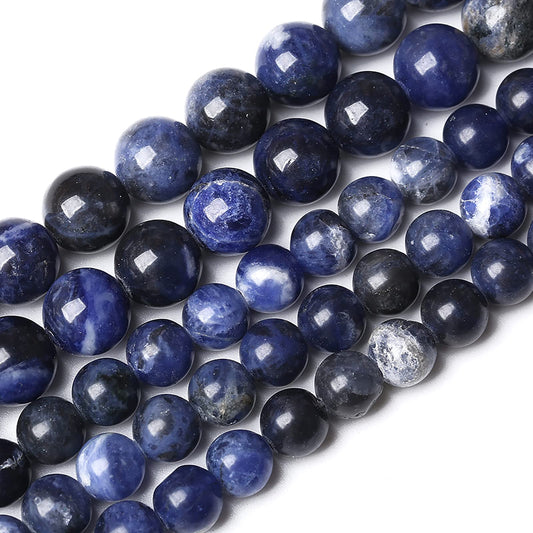 Natural Dark Blue Sodalite Stone Beads Round Loose Spacer Beads for Jewelry Making DIY Bracelet Assortments 90Pcs 4mm 1 Strand (4mm, Natural Blue Sodalite)