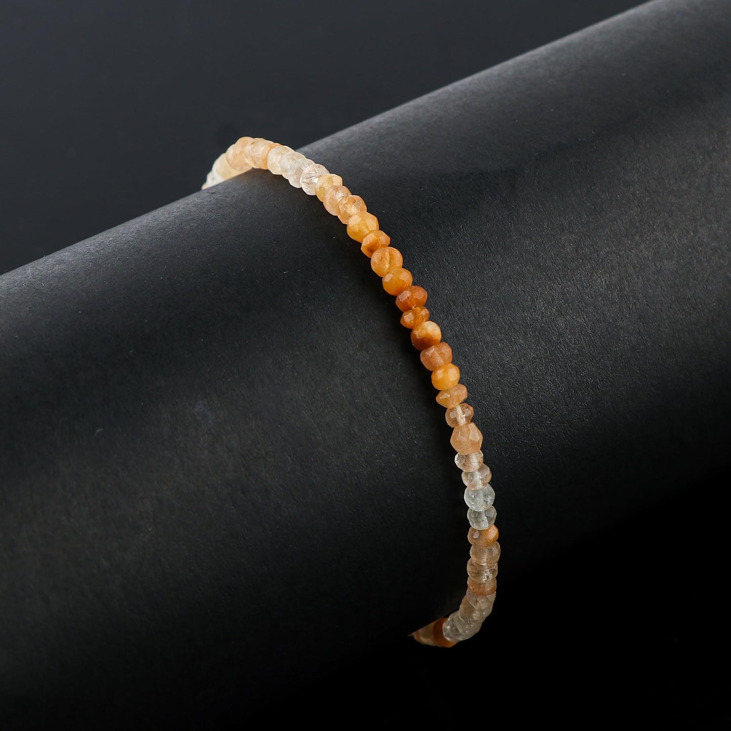 CRYSTALINES Natural Shaded Moonstone Gemstone Bolo Bracelet, Handmade Bohemian Jewelry, Faceted Beads Stone, June Birthstone, Healing Crystals, Silver Plated, Christmas Gift for Women, 10Inch