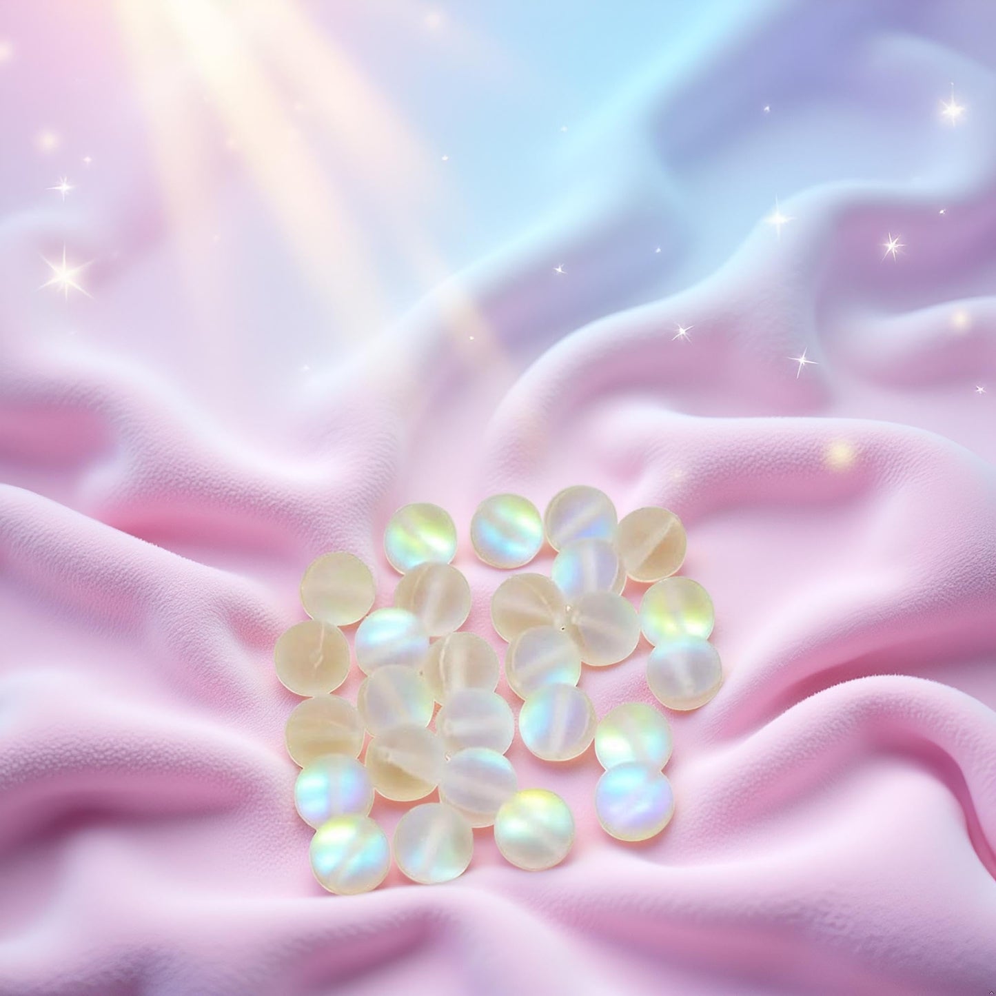 100 Pcs Matte Crystal Glass Beads Mermaid Aurora Beads Moonstone Beads for Jewelry Making 8mm
