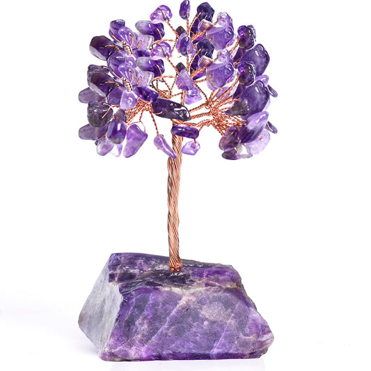 Ytbeoxk Amethyst Crystal Tree of Life,Money Tree Decorations,Crystals and Healing Stones,Reiki Positive Energy Gemstones,Purple Room Office Desk Feng Shui Decor Meditation Gifts for Women