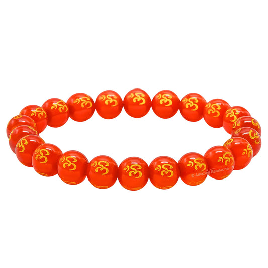 Amazing Gemstone Crystal Bracelet for Women Men's Gifts - Protection Healing Crystal Bracelet - 8mm Gemstone Beaded Stretchable Bracelet Pulseras Para Hombres Mujer Stocking Stuffers Mothers Day Gift (Red Agate OM)