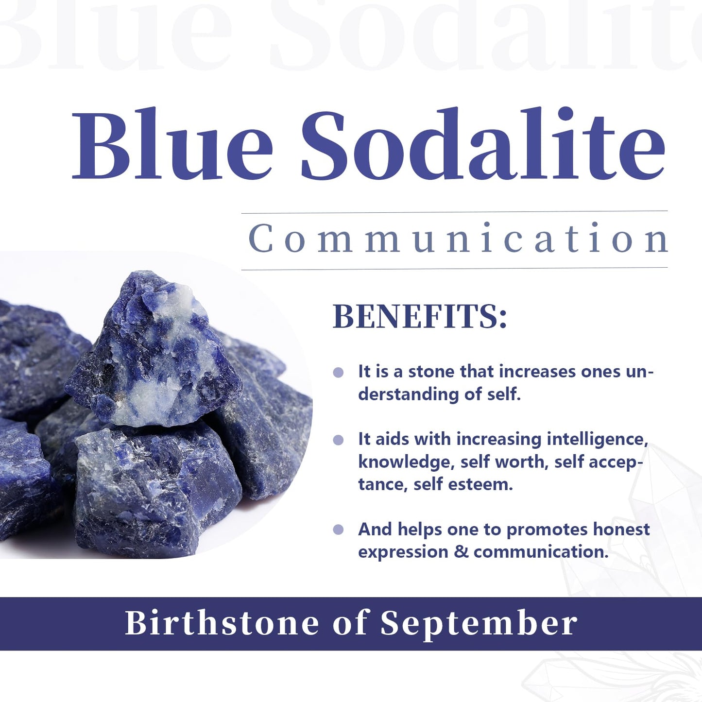 rockcloud 1 lb Natural Crystals Raw Rough Stones for Cabbing,Tumbling,Cutting,Lapidary,Polishing,Reiki Crytsal Healing,Blue Sodalite