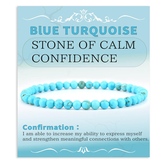 Bymitel 4mm Blue Turquoise - Handmade Reiki Gemstone Stretch Bracelet, Natural Beauty & Spiritual Essence, Crystal Healing for Unisex Adults