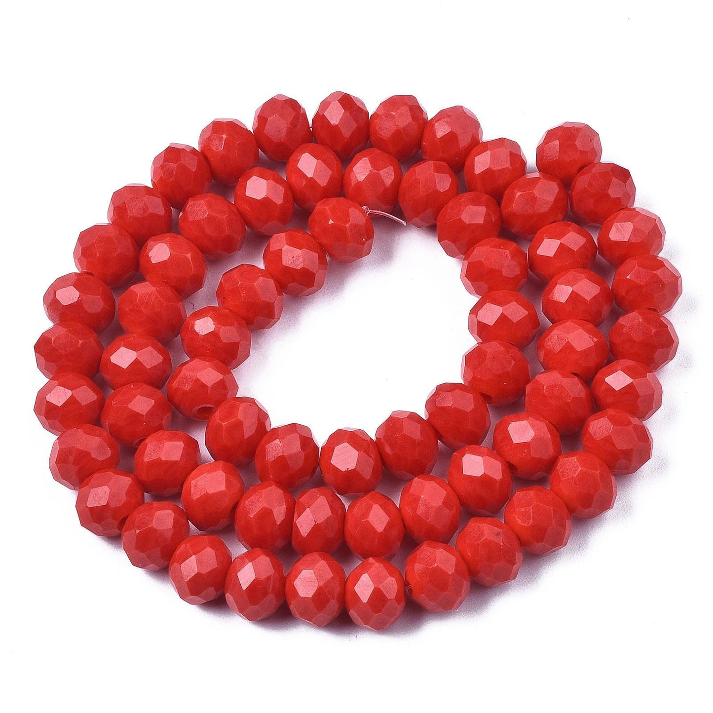 10 Strands Red Glass Crystal Beads 8mm Rondelle Faceted Glass Loose Beads 8x6mm 620pcs for Bracelets Necklace Jewelry Making