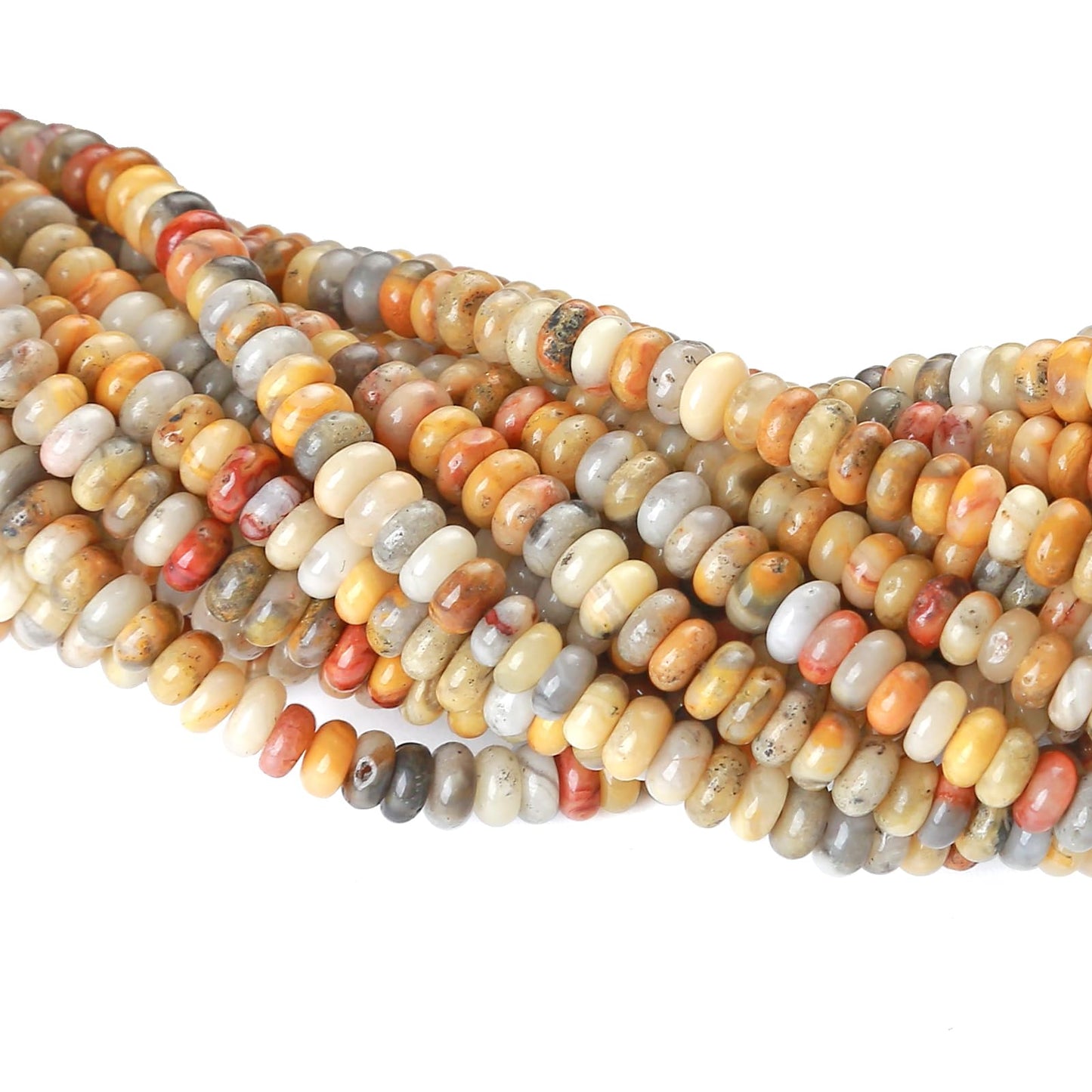 2x4MM 150PCS Crazy Lace Agate Tube Rondelle Abacus Disk Spacer Loose Beads for Jewelry Making