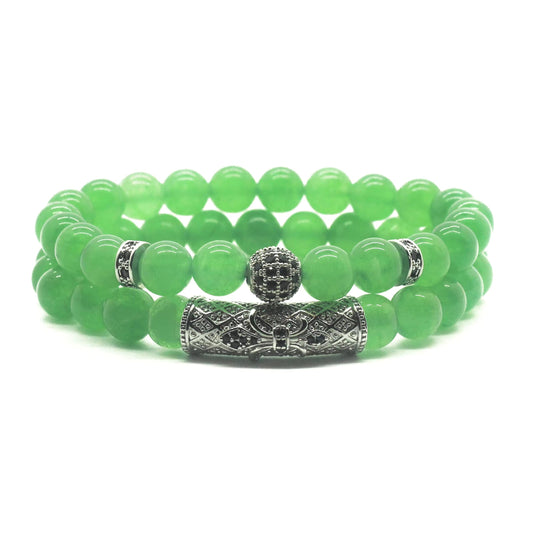 GDLKPYHS Green Aventurine Bracelet,Stretchable 8MM Handmade Beaded,Protection Bracelet,Bring Good Luck, Wealth, Prosperity and Happiness - Healing Crystal Green Jade Bracelet for Women