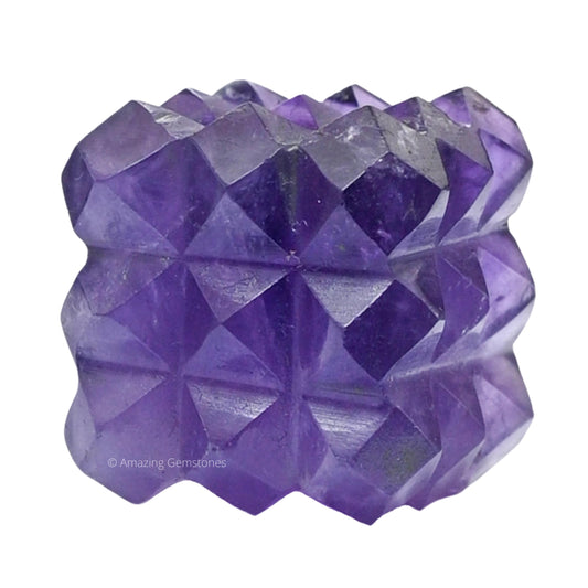 Amazing Gemstone Amethyst Crystal Cube with 54 Pyramid - 1" Mini Lemurian Pyramid Cube Figurine of Natural Stone Pyramid for Meditation, Reiki, Chakra Balancing Vastu Pooja and Crystal Grids