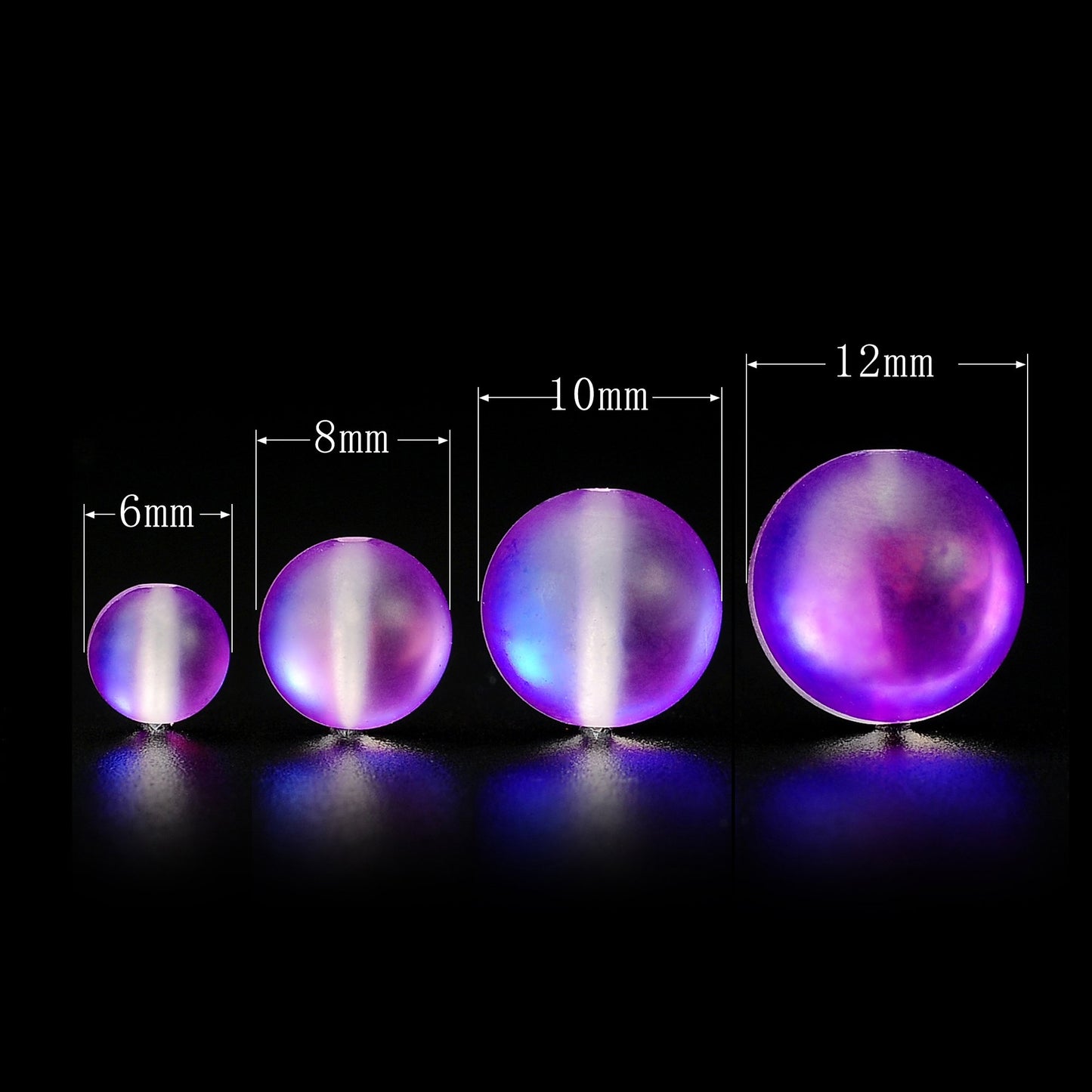 RUBYCA 12mm Round Moonstone Matte Crystal Glass Beads Aura for Jewelry Making Purple, 1 Strand
