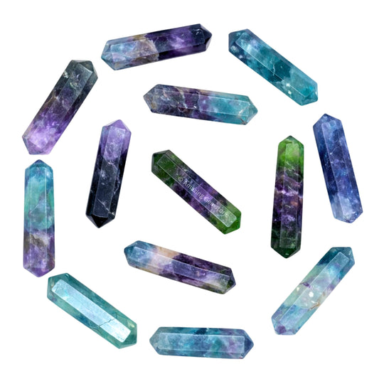 Amazing Gemstone Fluorite Crystal Points Bulk Healing Crystals - Pack of 3 Double Terminated Healing Wand Point Bulk Crystals for Crafts, Crystal Grid, DIY Work - Premium Crystals for Beginners Gifts