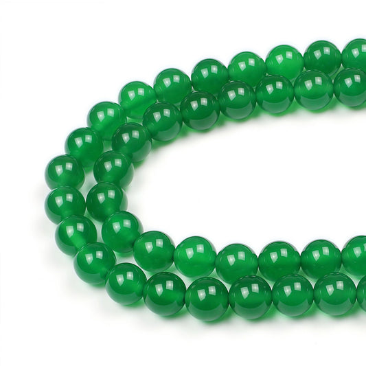 MJDCB 7A Natural Green Agate Beads Round Stone Loose Beads for Necklace Bracelet Charms Jewelry Making 15"(8mm)
