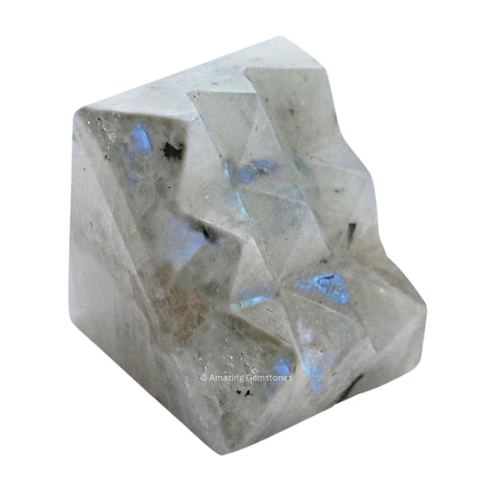 Amazing Gemstone Rainbow Moonstone Crystal Pyramid with 9 Pyramid Plate Bottom - 1" Mini Pyramid Figurine of Natural Stone Pyramid for Meditation,Reiki,Chakra Balancing Vastu Pooja and Crystal Grids