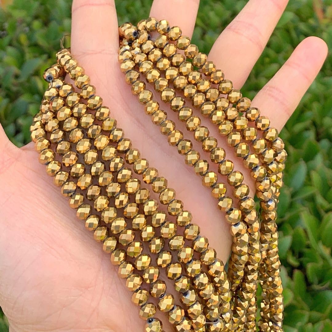 1000pcs Czech Faceted Rondelle Crystal Glass Loose Beads 6mm Spacer Bulk Gold Aurum for DIY Craft Jewelry Making CCR633