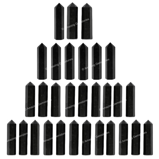 Amazing Gemstone Black Tourmaline Crystal Points Bulk Healing Crystals and Stones - Pack of 3 Single Terminated Healing Wand Point Bulk Crystals for Crafts, Crystal Grid, DIY Work - Premium Crystals