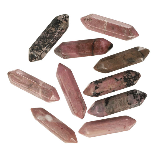 MECCANIXITY 10 Pack Rose Quartz Quartz Crystals, Polished Crystals Bulk Hexagonal Shaped Meditation Gemstone for Jewelry Making Energy Balance Accessories Gifts