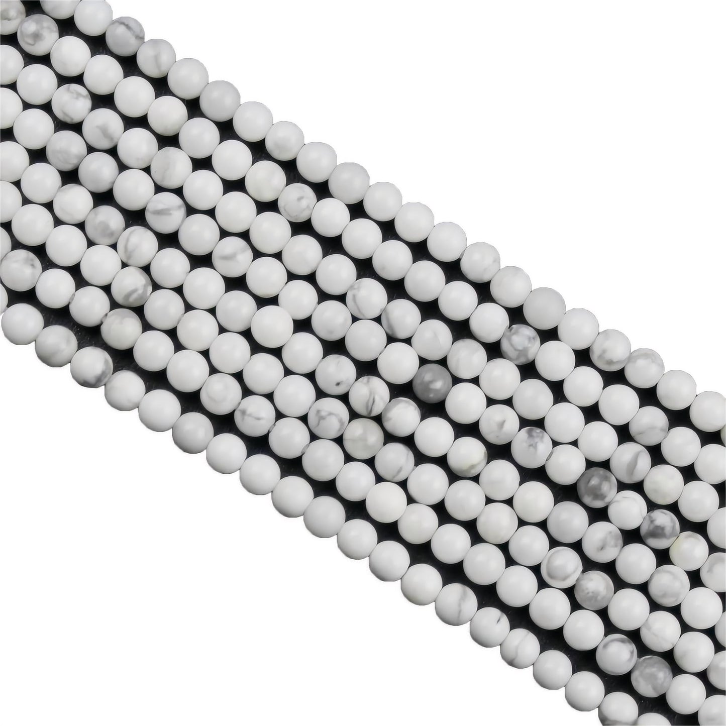 MJDCB 320pcs Natural Small Stone Beads 2mm White Howlite Round Smooth Loose Gemstone Bead for Jewelry Making Bracelets Earrings Necklaces Accessories
