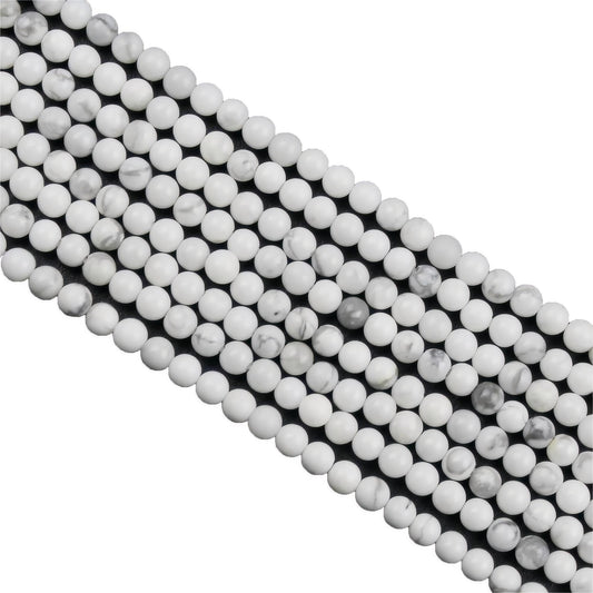 MJDCB 320pcs Natural Small Stone Beads 2mm White Howlite Round Smooth Loose Gemstone Bead for Jewelry Making Bracelets Earrings Necklaces Accessories