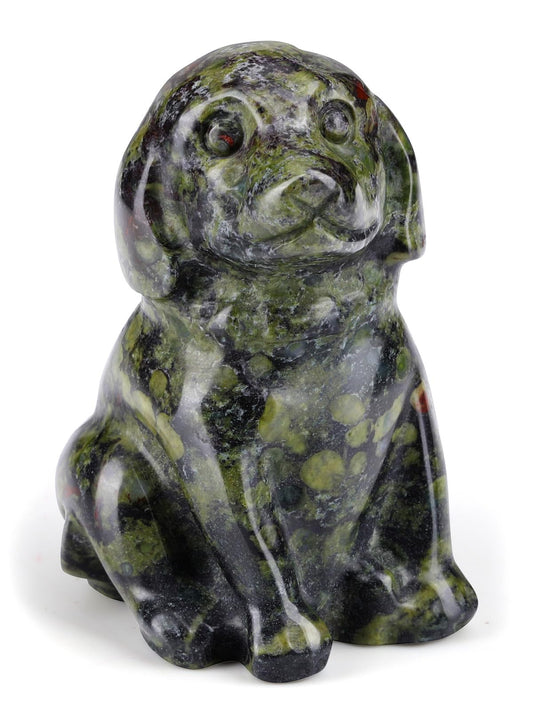 CrystalTears Dragon Bloodstone Crystal Dog Ornament, Cute Dogs Gifts for Women Dog Lovers Men Christmas, 1.5” Lucky Healing Gemstone Labrador Dogs Puppy Figurine Statue for Home Office Desk Decor