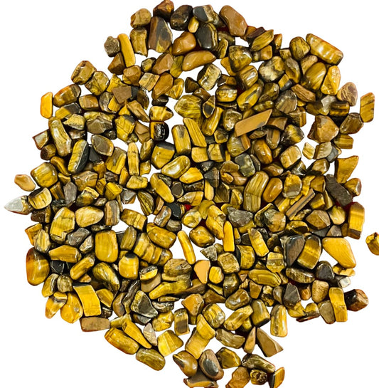 Indian Consigners Natural Crushed Polished Tumbled Gem Stone Chips, Decoration & Healing Crystals (Tiger Eye)
