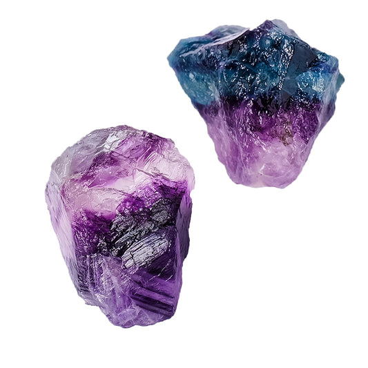 Apengshi Rainbow Fluorite Raw Crystals 2PCS Natural Rough Rocks Healing Crystal and Stones DIY Raw Stones Meditation Fountain Garden Home Decor