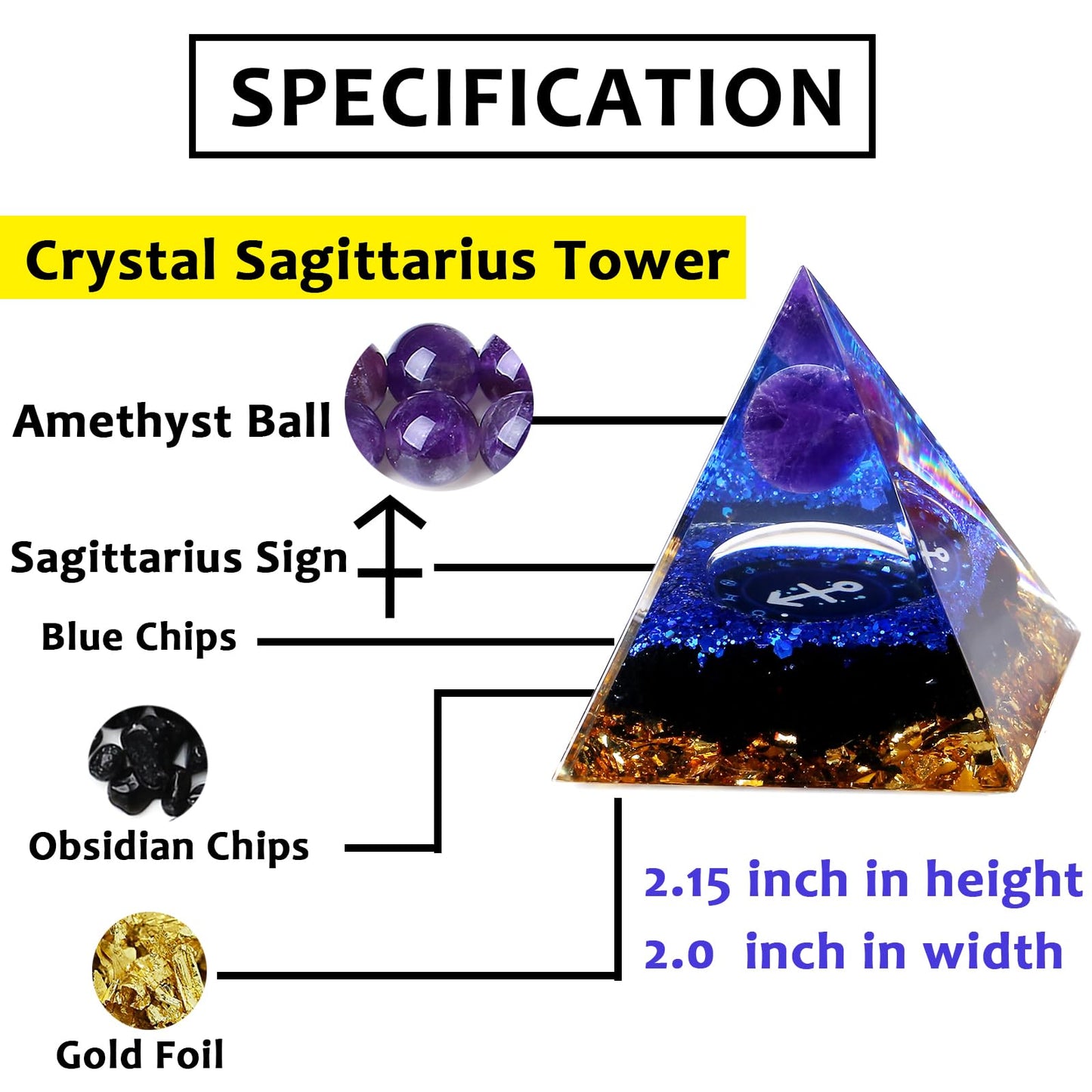 YATOJUZI 12 Zodiac Sagittarius Birthday Gifts for Women Men Obsidian Healing Crystals Natural Crystal Stones Gemstones Orgonite Chakra Reiki Lucky Energy Decor for Office Desk Decorations