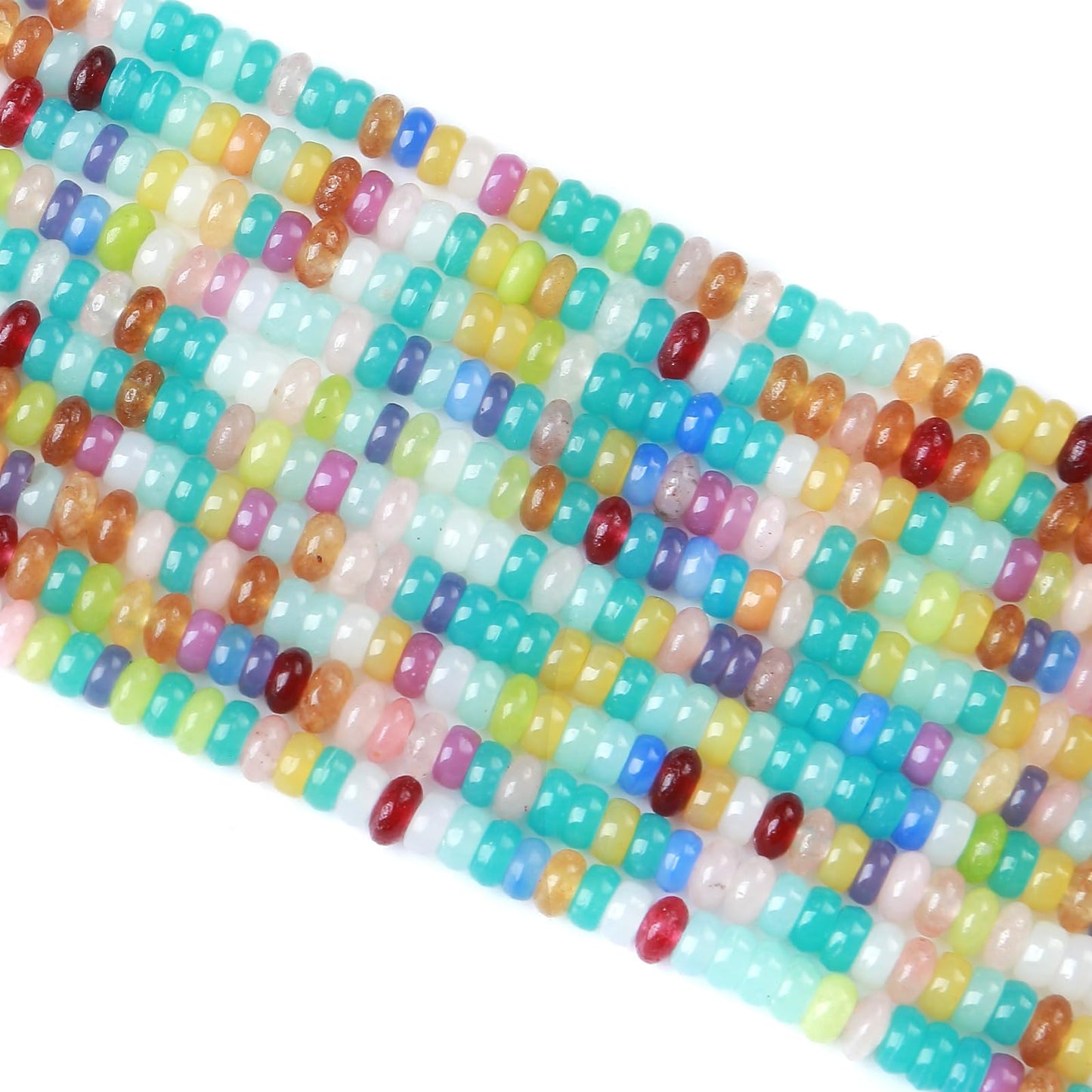 2x4MM 150PCS Colorful Jade Stone Tube Rondelle Abacus Disk Spacer Loose Beads for Jewelry Making