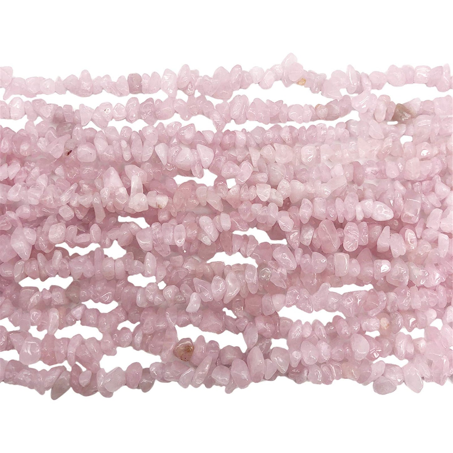 Fekuar 64" Irregular Tumbled Rose Quartz Chip Beads for Jewelry Making, Healing Crystal Drilled Loose Bead Strand DIY Craft Supplies, 5-8mm