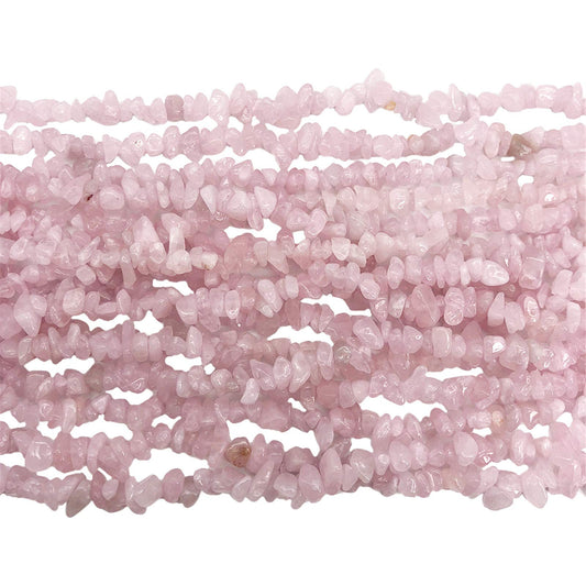Fekuar 64" Irregular Tumbled Rose Quartz Chip Beads for Jewelry Making, Healing Crystal Drilled Loose Bead Strand DIY Craft Supplies, 5-8mm