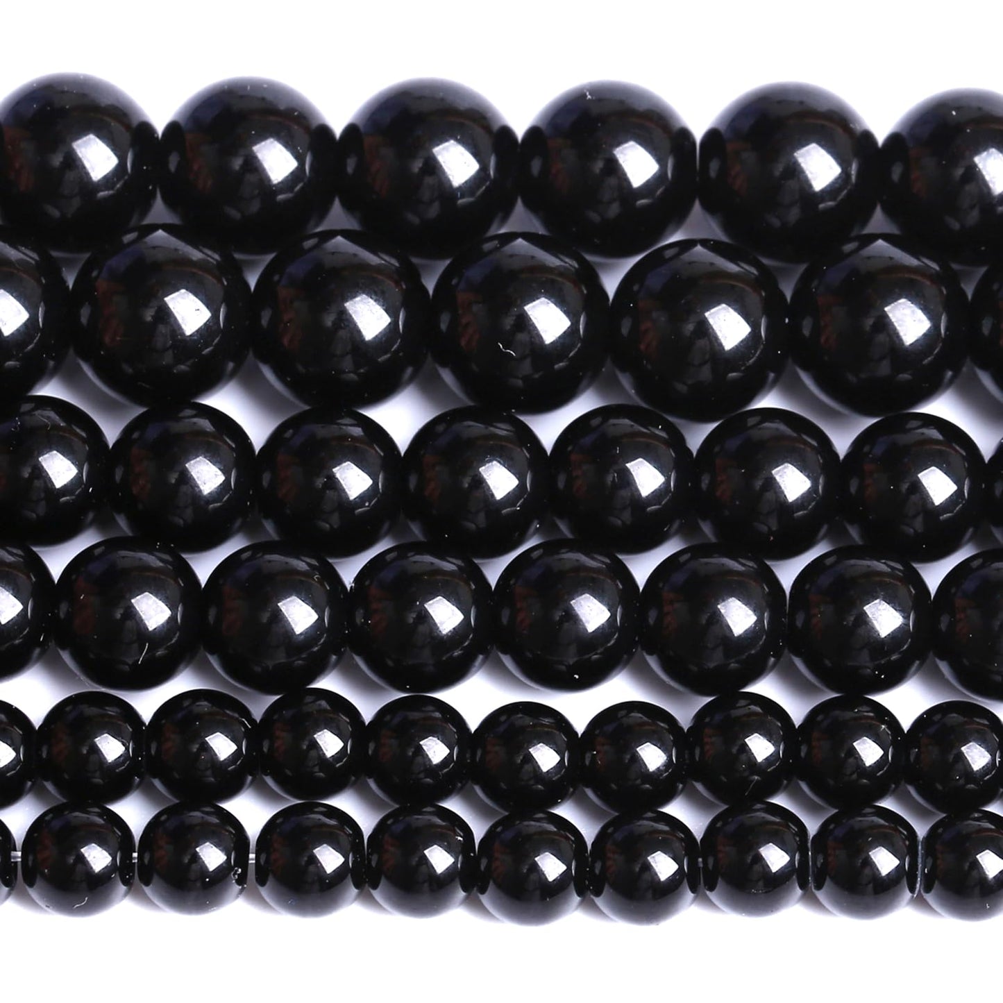 8MM Natural Black Agate Gemstone Beads Round Loose Stone Beads for Jewelry and Bracelets Making 90pcs 2 Strands 32"