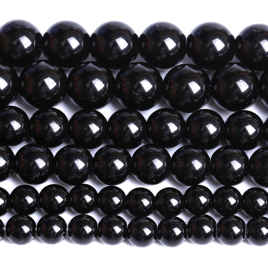 8MM Natural Black Agate Gemstone Beads Round Loose Stone Beads for Jewelry and Bracelets Making 90pcs 2 Strands 32"