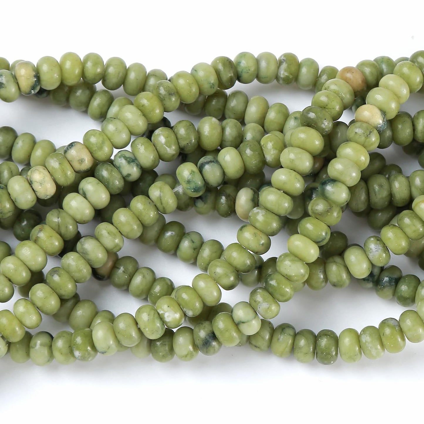 5x8MM 72PCS Chinese Green Jade Tube Rondelle Abacus Disk Spacer Loose Beads for Jewelry Making