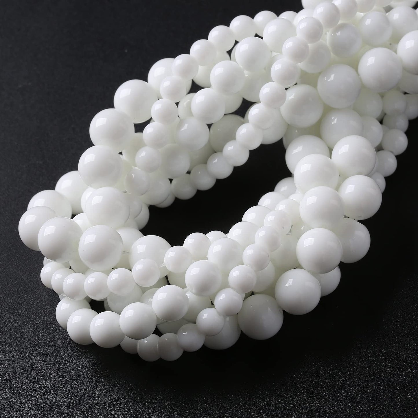 45PCS 8MM Natural White Agate Stone Beads Round Shape Suitable for Jewelry DIY Bracelet 15 Inches