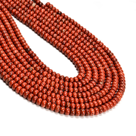 ICAI 4x6mm Natural Rondelle Beads – Loose Gemstone Spacers for DIY Jewelry Making (Red Jasper)